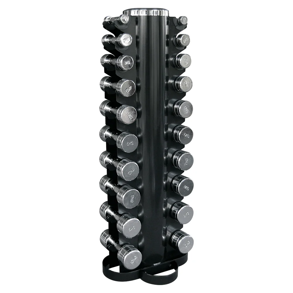 Set 20 mancuernas cromadas con soporte vertical Bodytrading